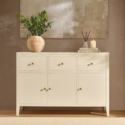 Poppy 3 Door Sideboard with Drawers - Cream - DUSK