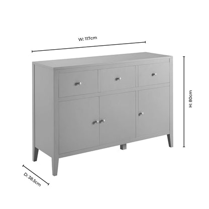 Poppy 3 Door Sideboard with Drawers - Taupe - DUSK