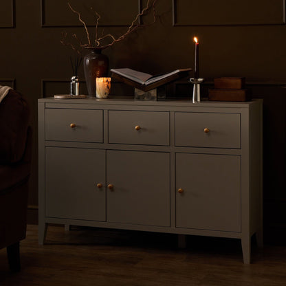 Poppy 3 Door Sideboard with Drawers - Taupe - DUSK