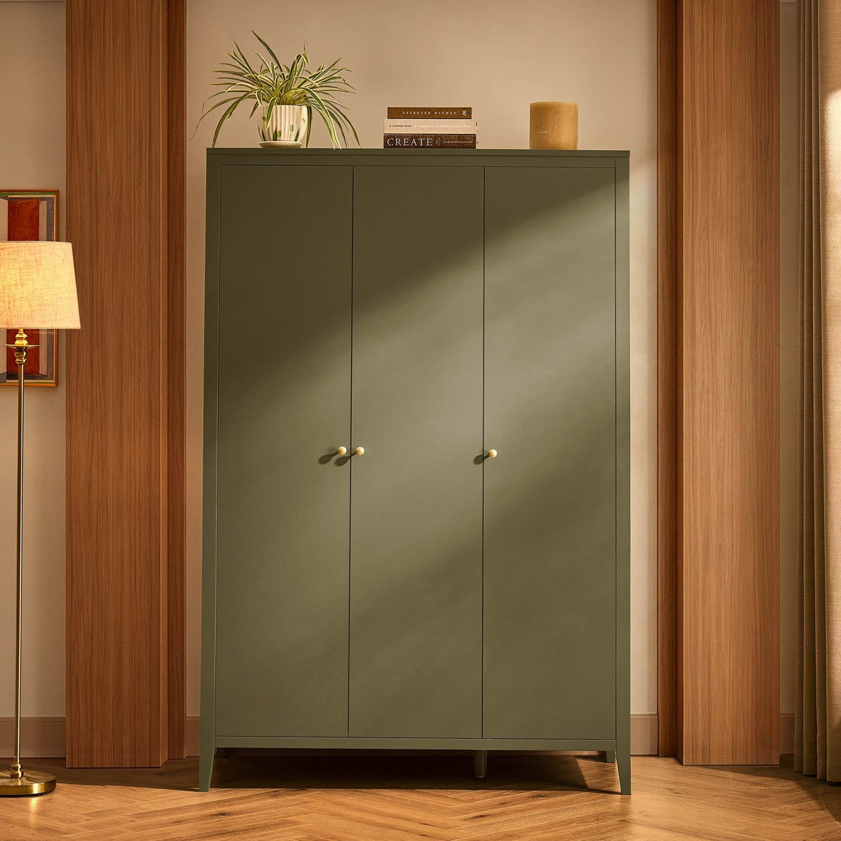 Poppy 3 Door Wardrobe - Muted Moss Green - DUSK