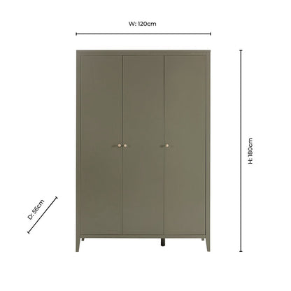 Poppy 3 Door Wardrobe - Muted Moss Green - DUSK