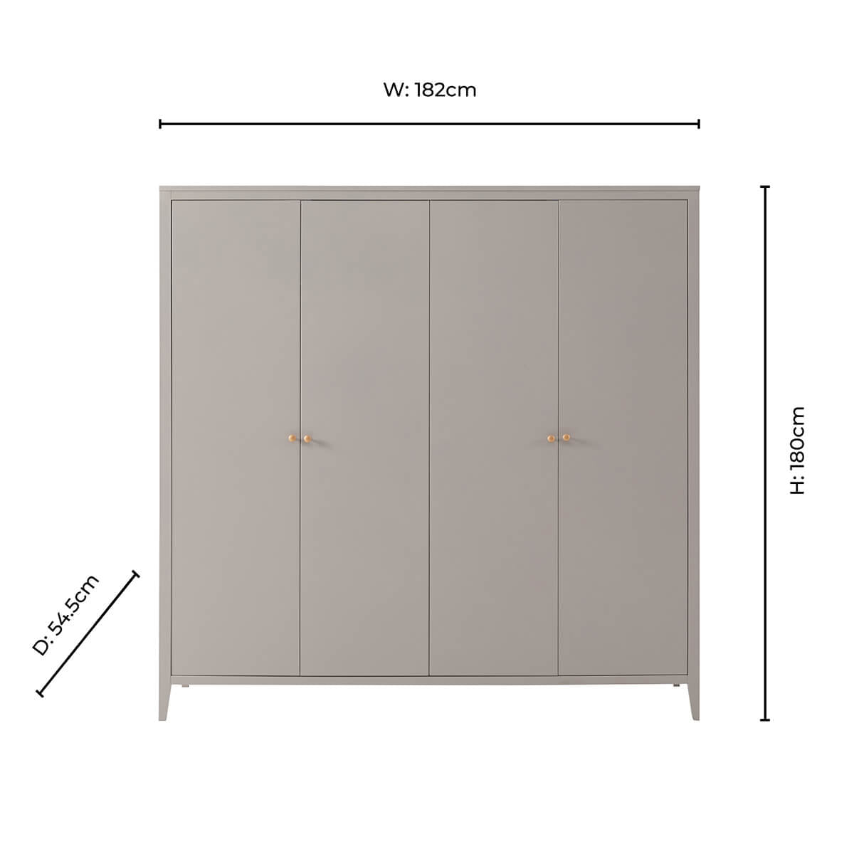 Poppy 4 Door Wardrobe - Taupe - DUSK