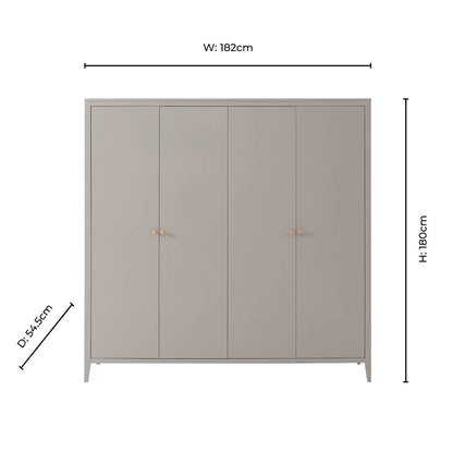 Poppy 4 Door Wardrobe - Taupe - DUSK