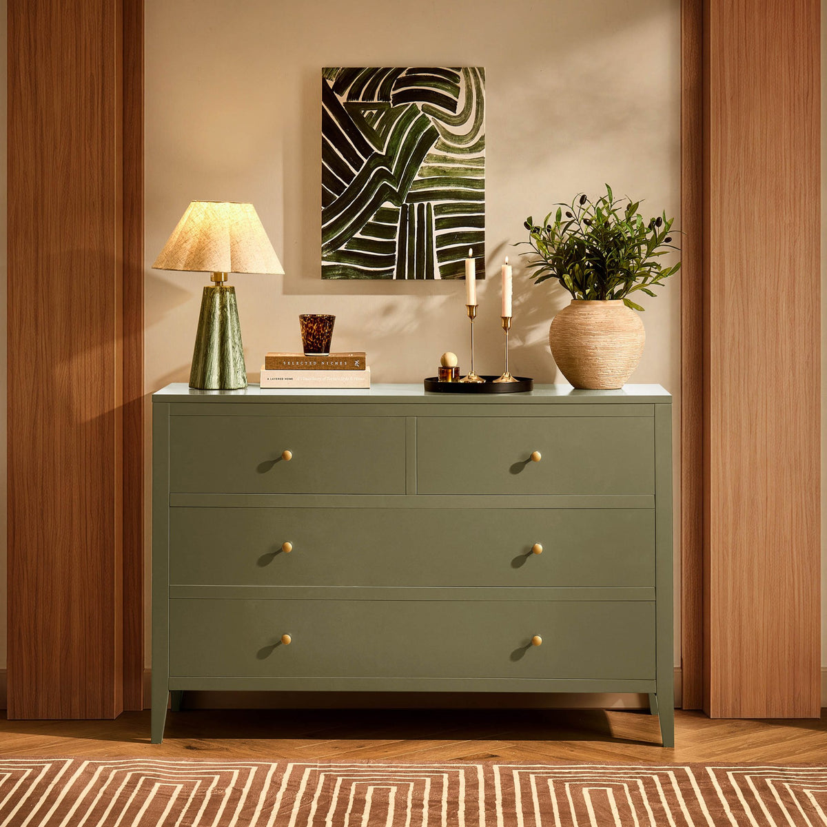 Poppy 4 Drawer Chest - Muted Moss Green - DUSK