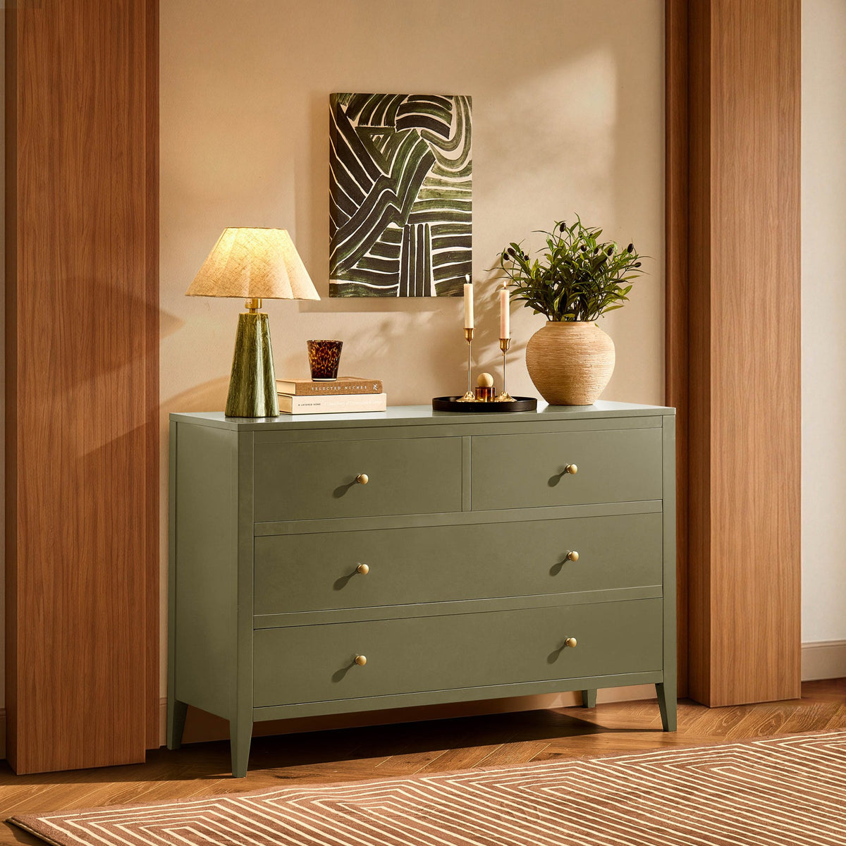 Poppy 4 Drawer Chest - Muted Moss Green - DUSK