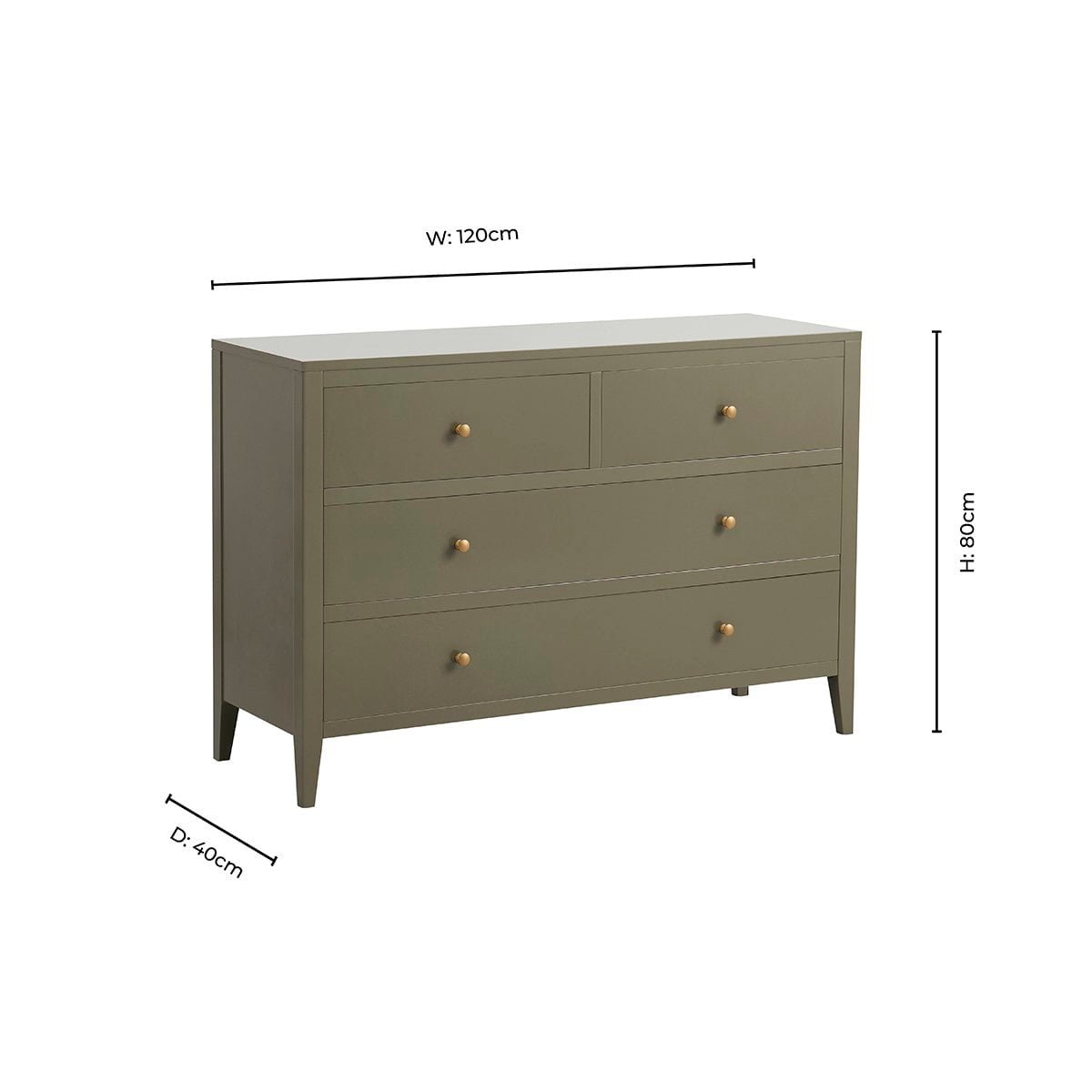 Poppy 4 Drawer Chest - Muted Moss Green - DUSK