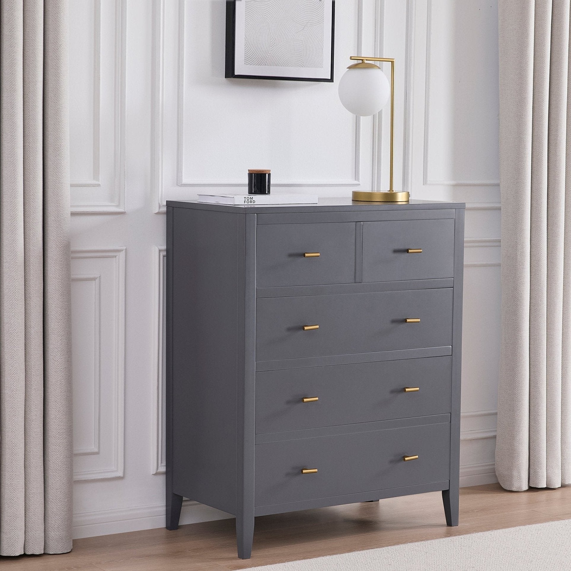 Poppy 5 Drawer Chest - Charcoal - DUSK