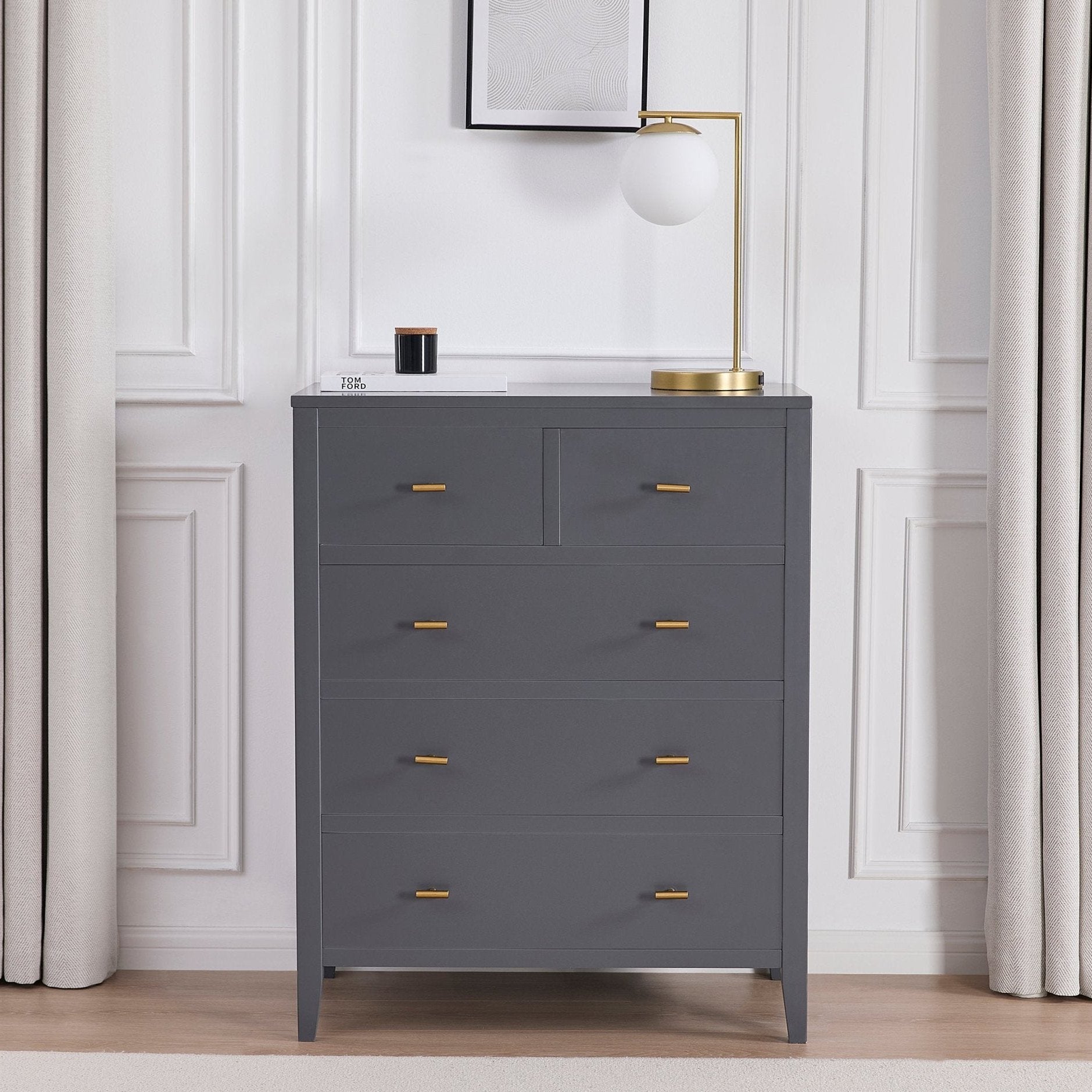 Poppy 5 Drawer Chest - Charcoal - DUSK