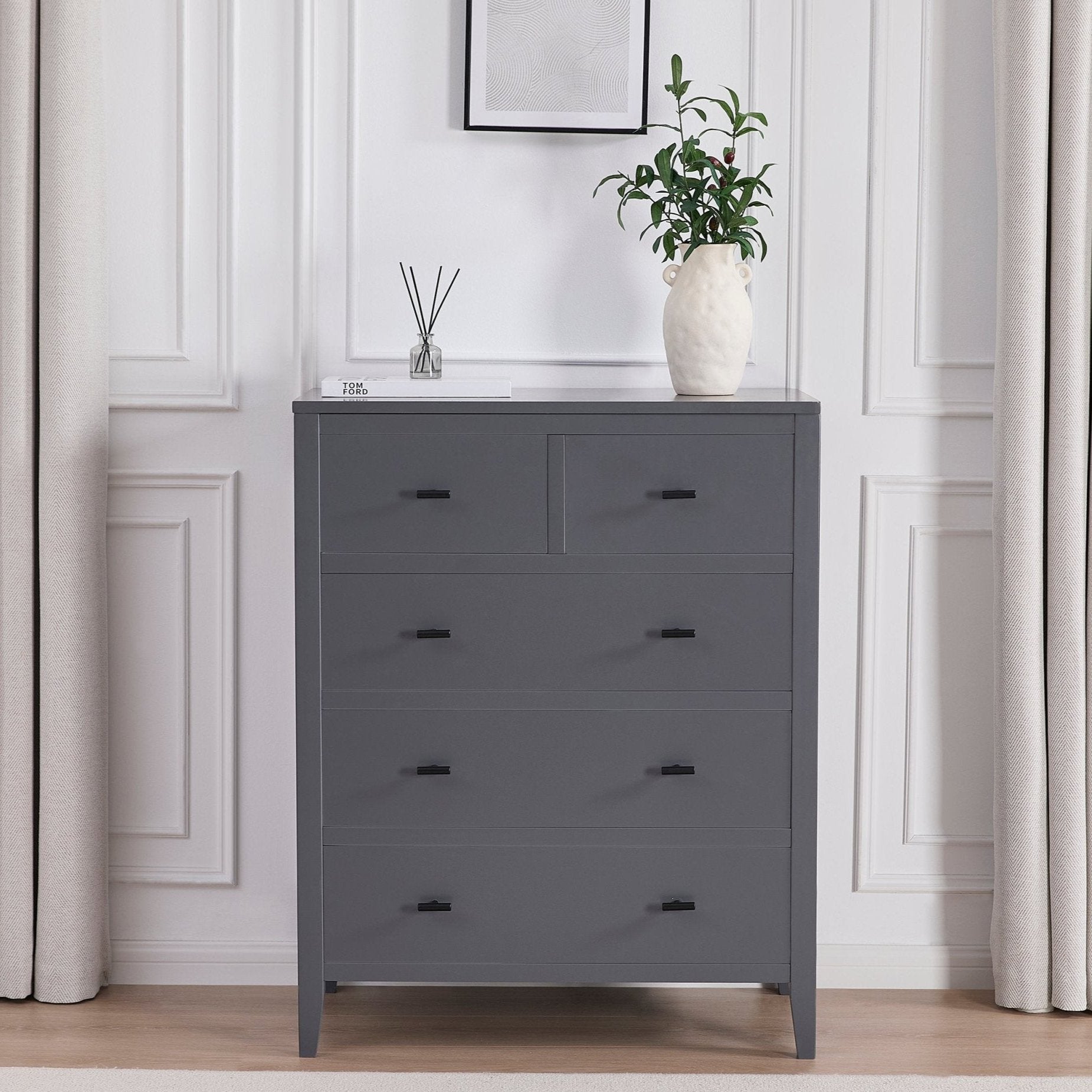 Poppy 5 Drawer Chest - Charcoal - DUSK