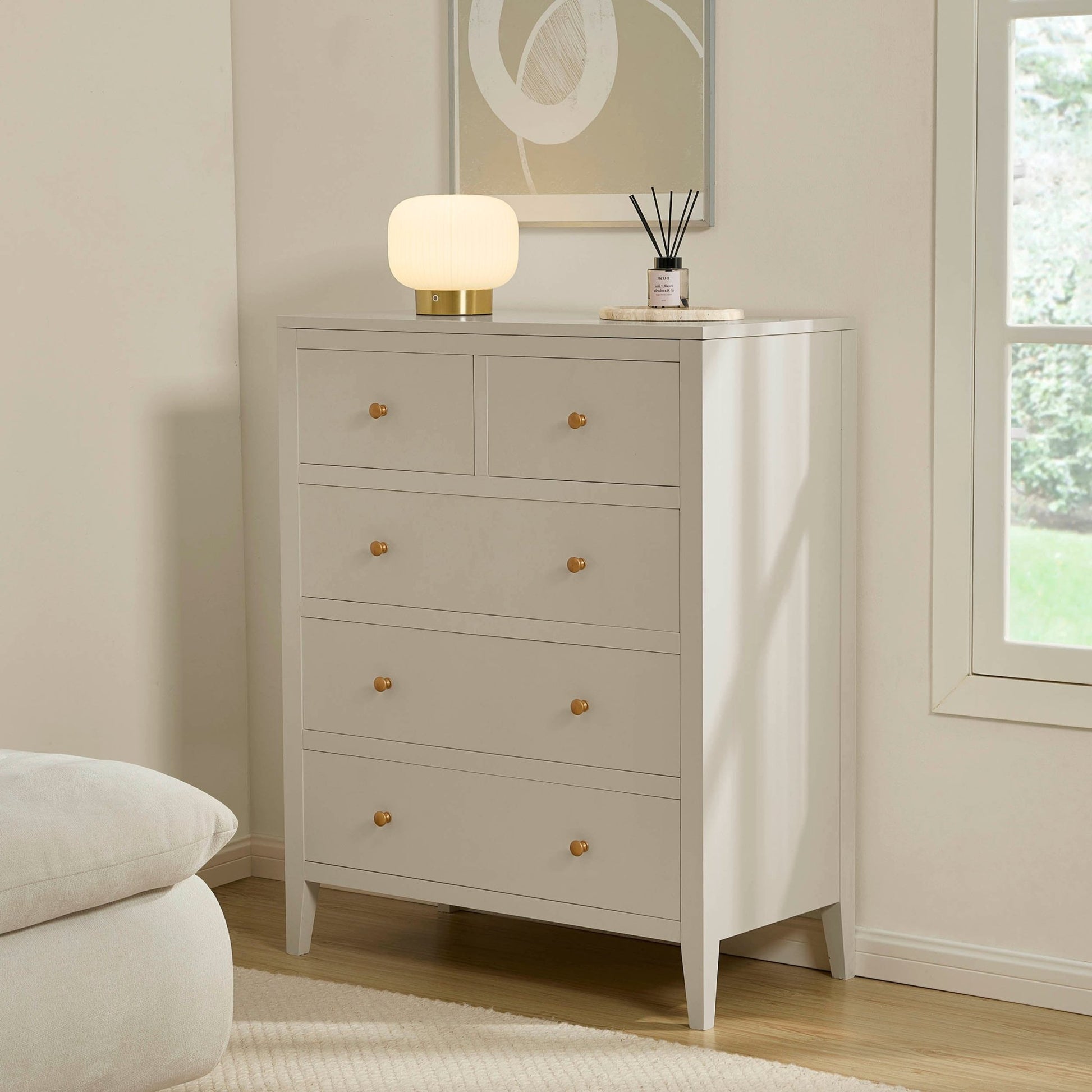 Poppy 5 Drawer Chest - Cream - DUSK