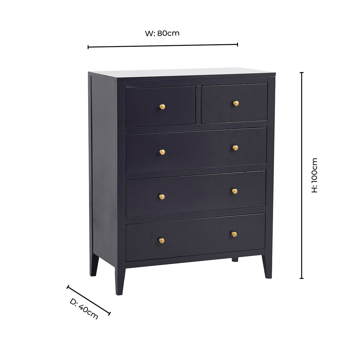Poppy 5 Drawer Chest - Midnight - DUSK
