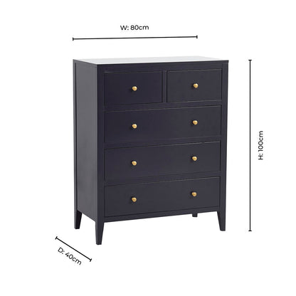 Poppy 5 Drawer Chest - Midnight - DUSK