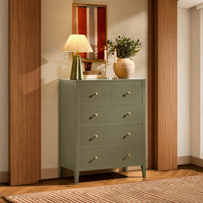 Poppy 5 Drawer Chest - Muted Moss Green - DUSK