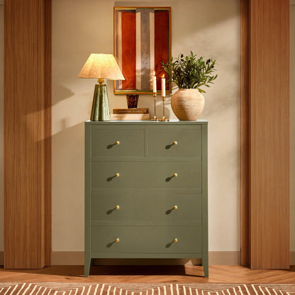 Poppy 5 Drawer Chest - Muted Moss Green - DUSK