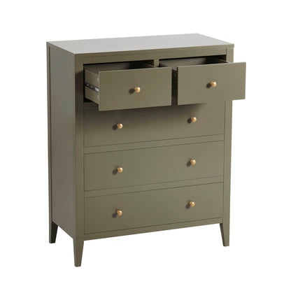 Poppy 5 Drawer Chest - Muted Moss Green - DUSK