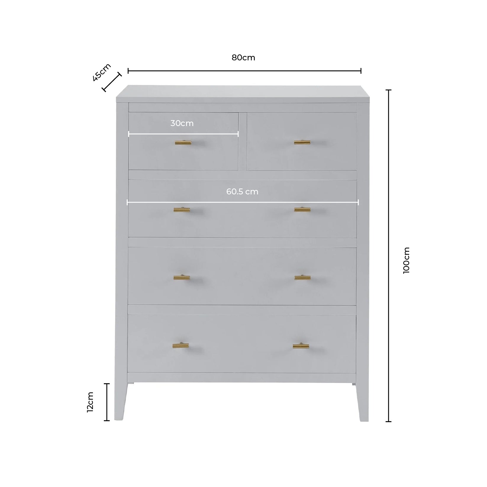 Poppy 5 Drawer Chest - Sage Green - DUSK