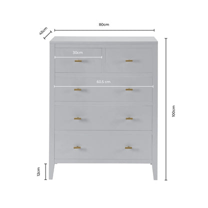 Poppy 5 Drawer Chest - Sage Green - DUSK