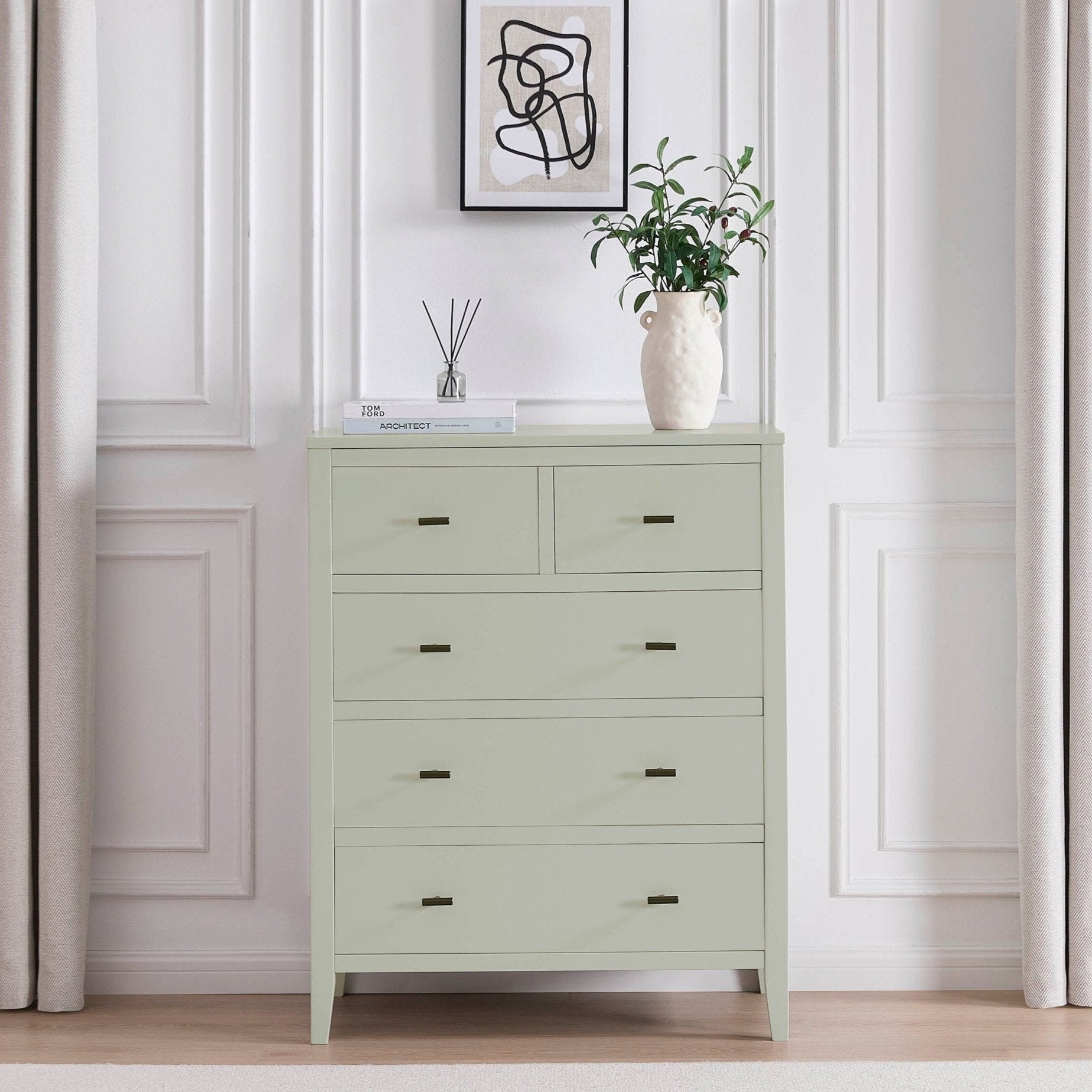 Poppy 5 Drawer Chest - Sage Green - DUSK