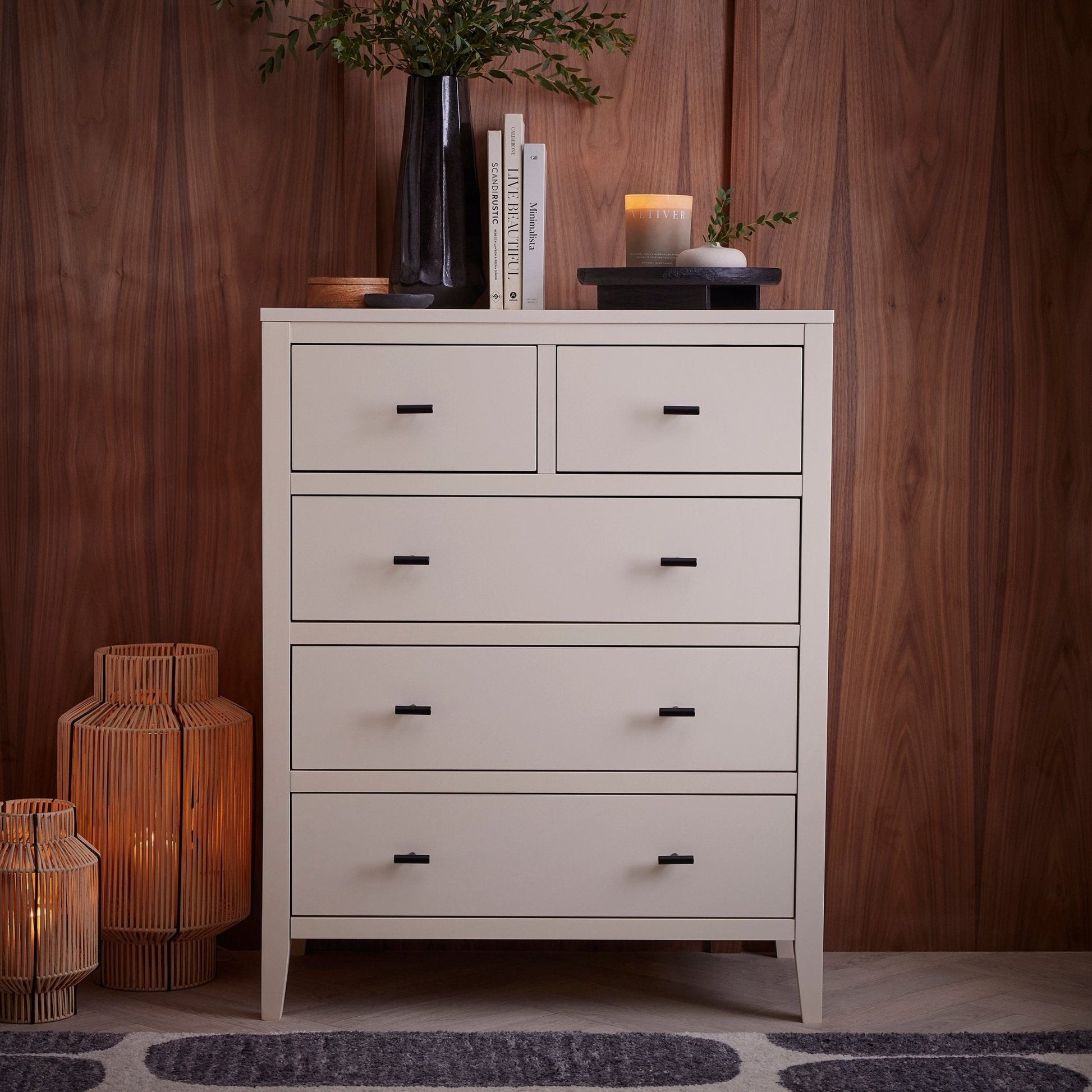 Poppy 5 Drawer Chest - Stone - DUSK