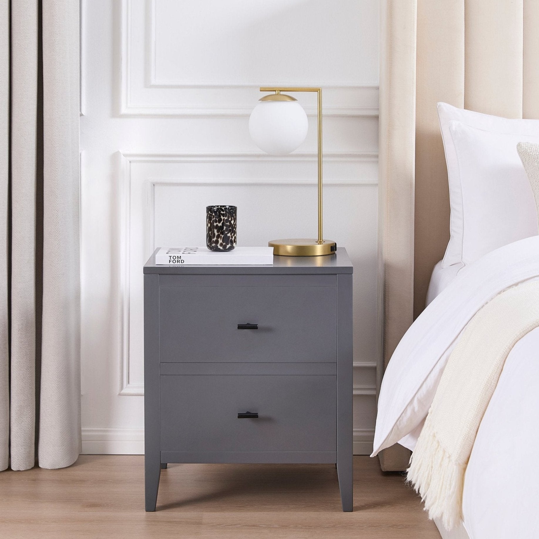 Poppy Bedside Table - Charcoal - DUSK