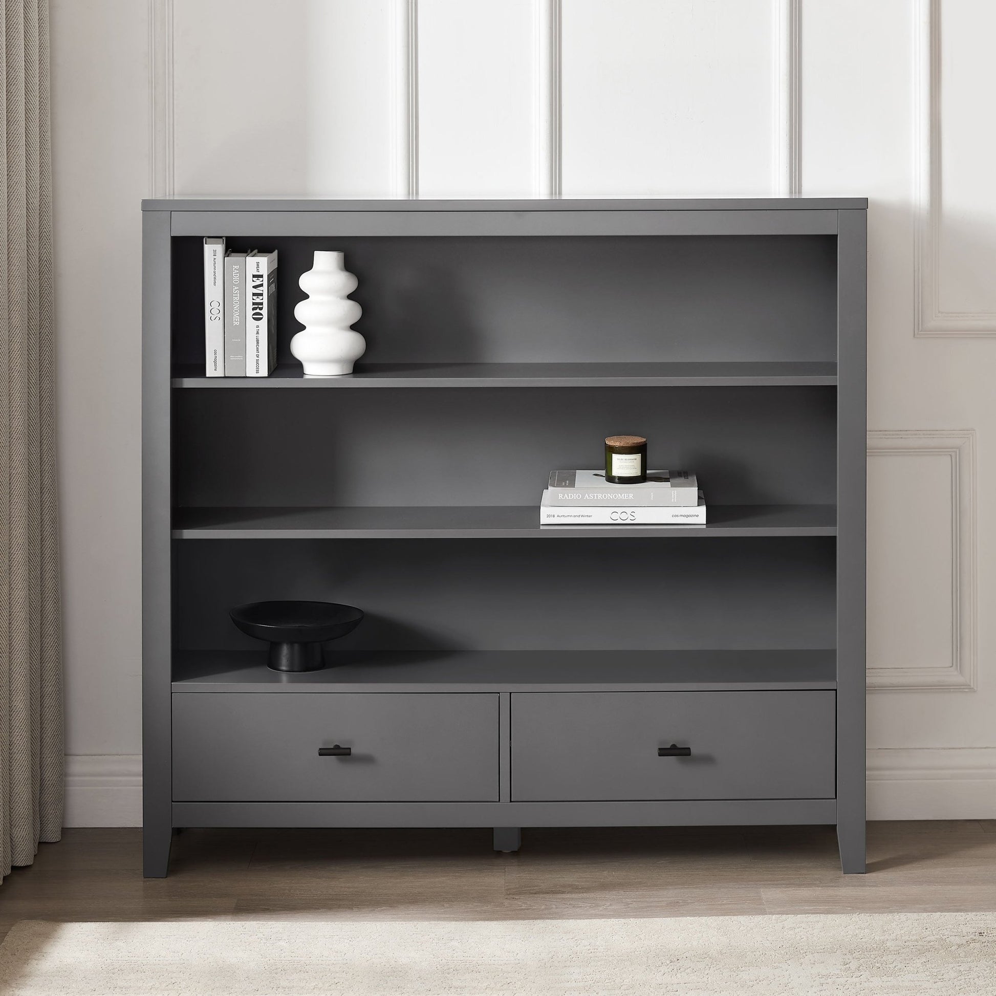 Poppy Bookshelf with Drawer - Charcoal - DUSK