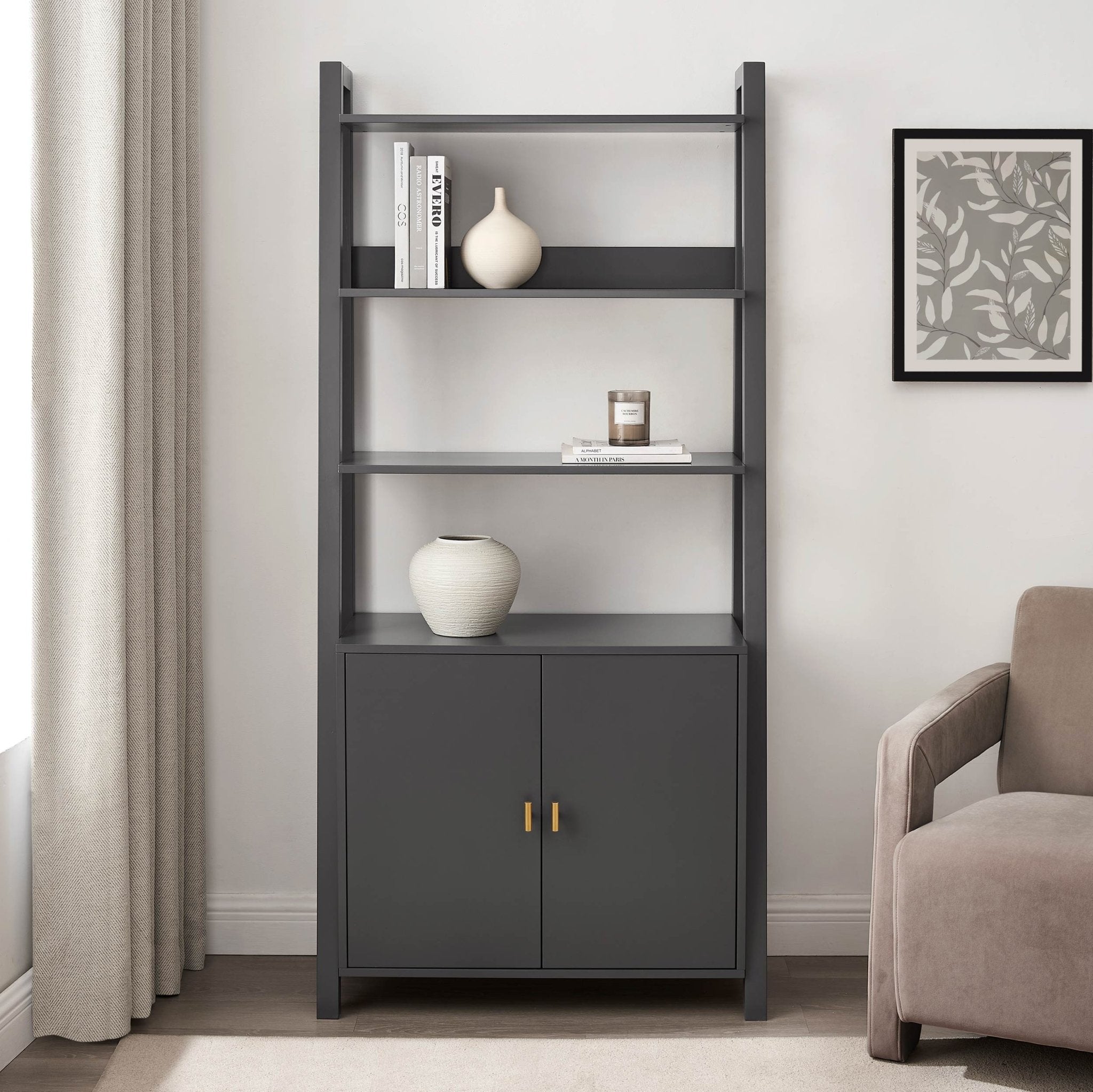Poppy Hallway Shelf with Cupboard - Charcoal - DUSK