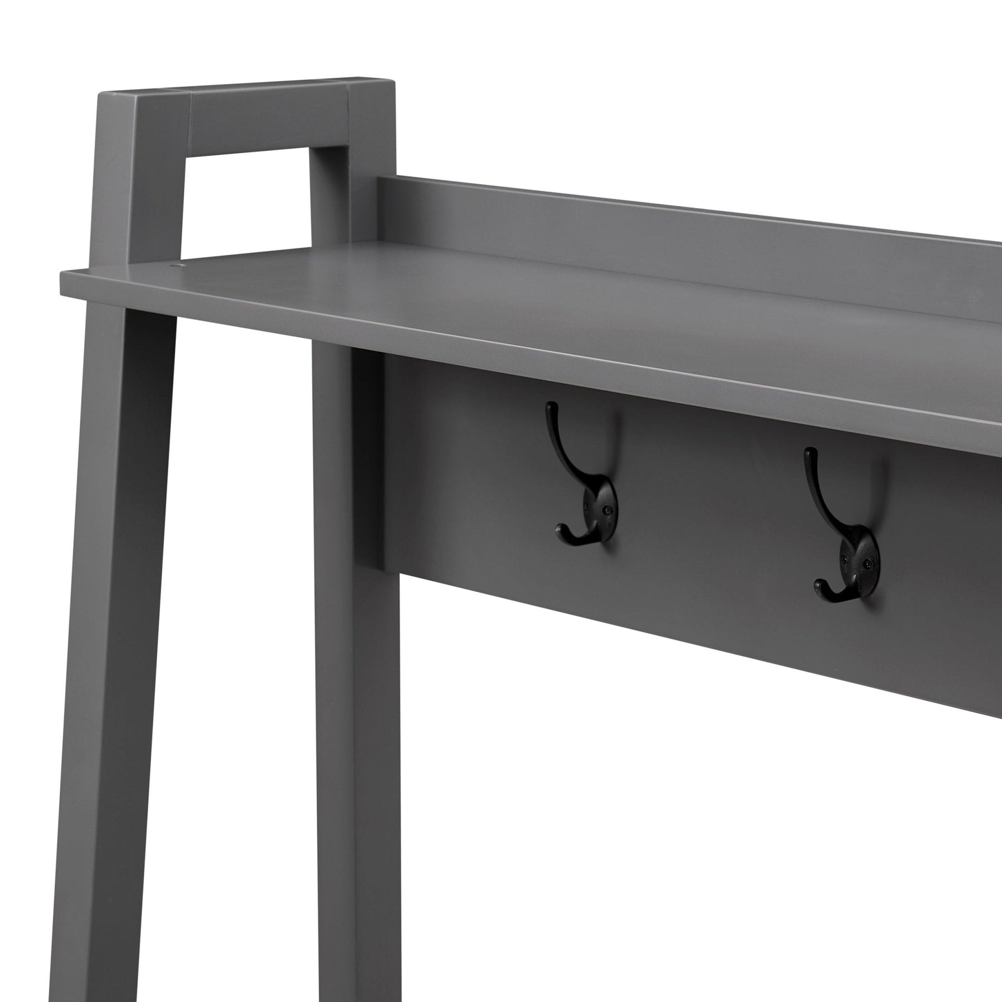 Poppy Hallway Shelf with Hooks - Charcoal - DUSK