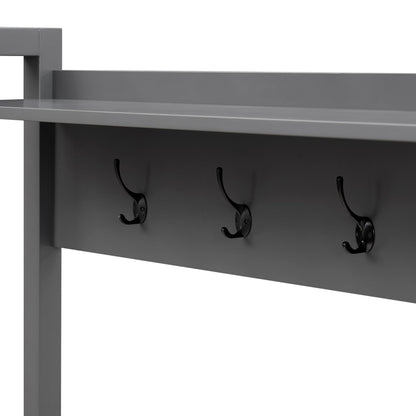 Poppy Hallway Shelf with Hooks - Charcoal - DUSK