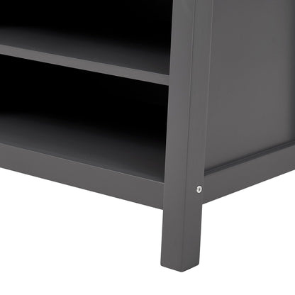 Poppy Hallway Shelf with Hooks - Charcoal - DUSK