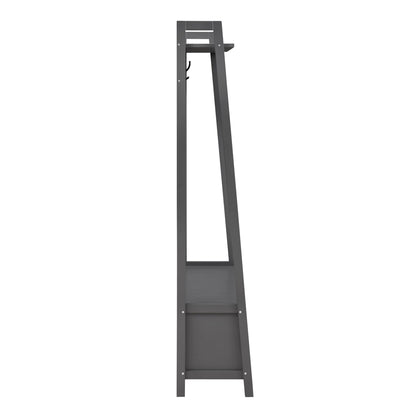 Poppy Hallway Shelf with Hooks - Charcoal - DUSK