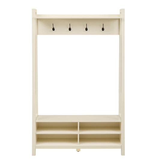 Poppy Hallway Shelf with Hooks - Cream - DUSK