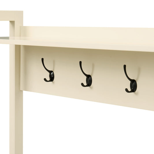 Poppy Hallway Shelf with Hooks - Cream - DUSK