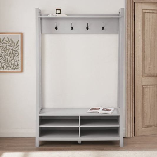 Poppy Hallway Shelf with Hooks - Grey - DUSK