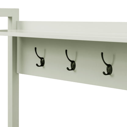 Poppy Hallway Shelf with Hooks - Sage Green - DUSK