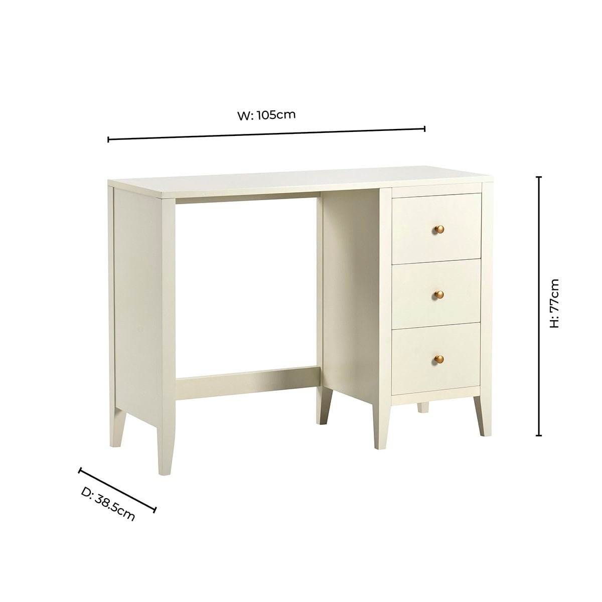Poppy Large Dressing Table with Drawers - Cream - DUSK