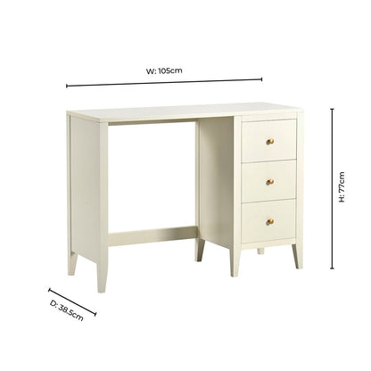 Poppy Large Dressing Table with Drawers - Cream - DUSK