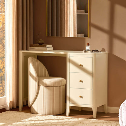 Poppy Large Dressing Table with Drawers - Cream - DUSK