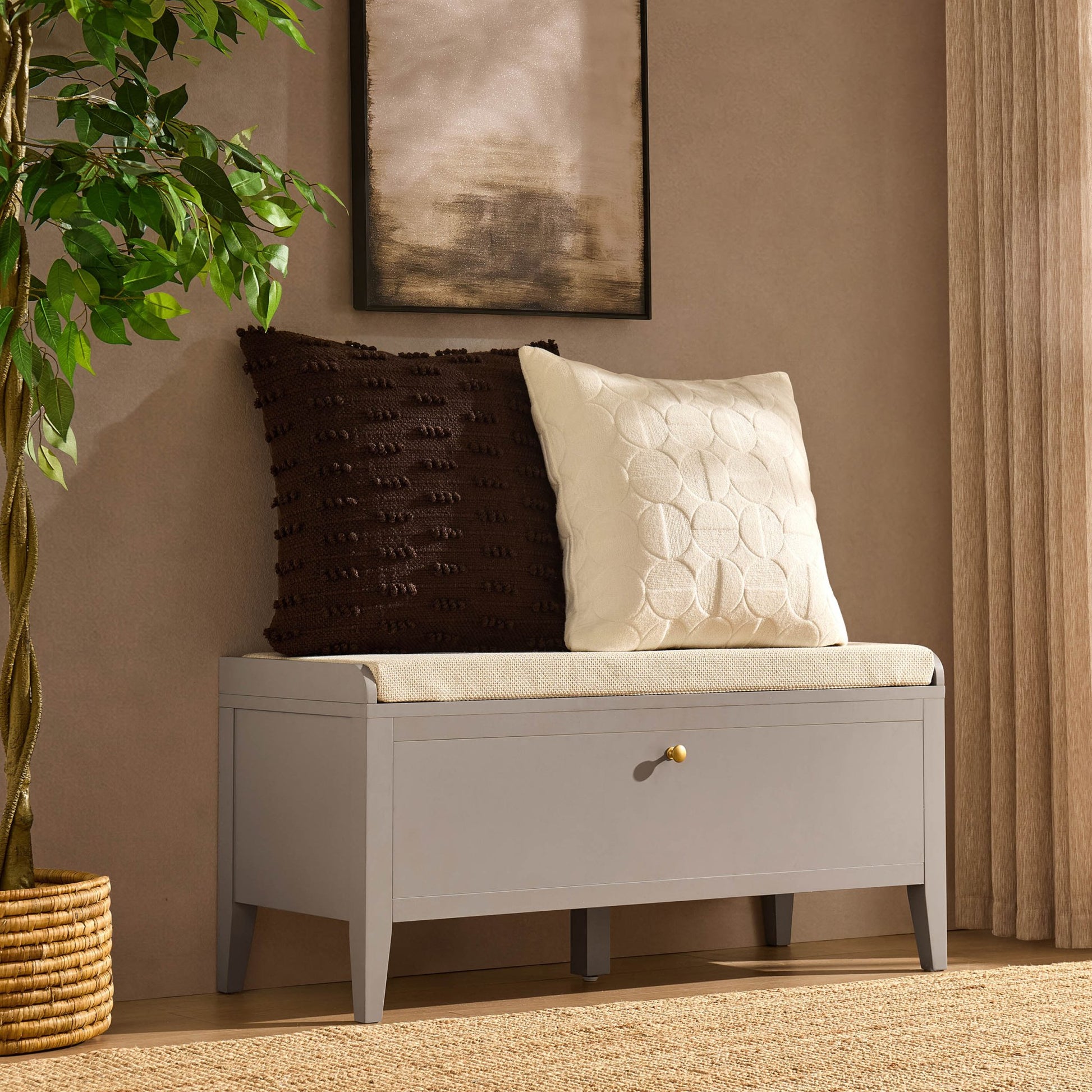 Poppy Seated Storage Cabinet - Taupe - DUSK