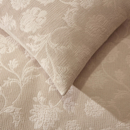 Portia Jacquard Waffle Duvet Cover & Pillowcase Set - Stone - DUSK