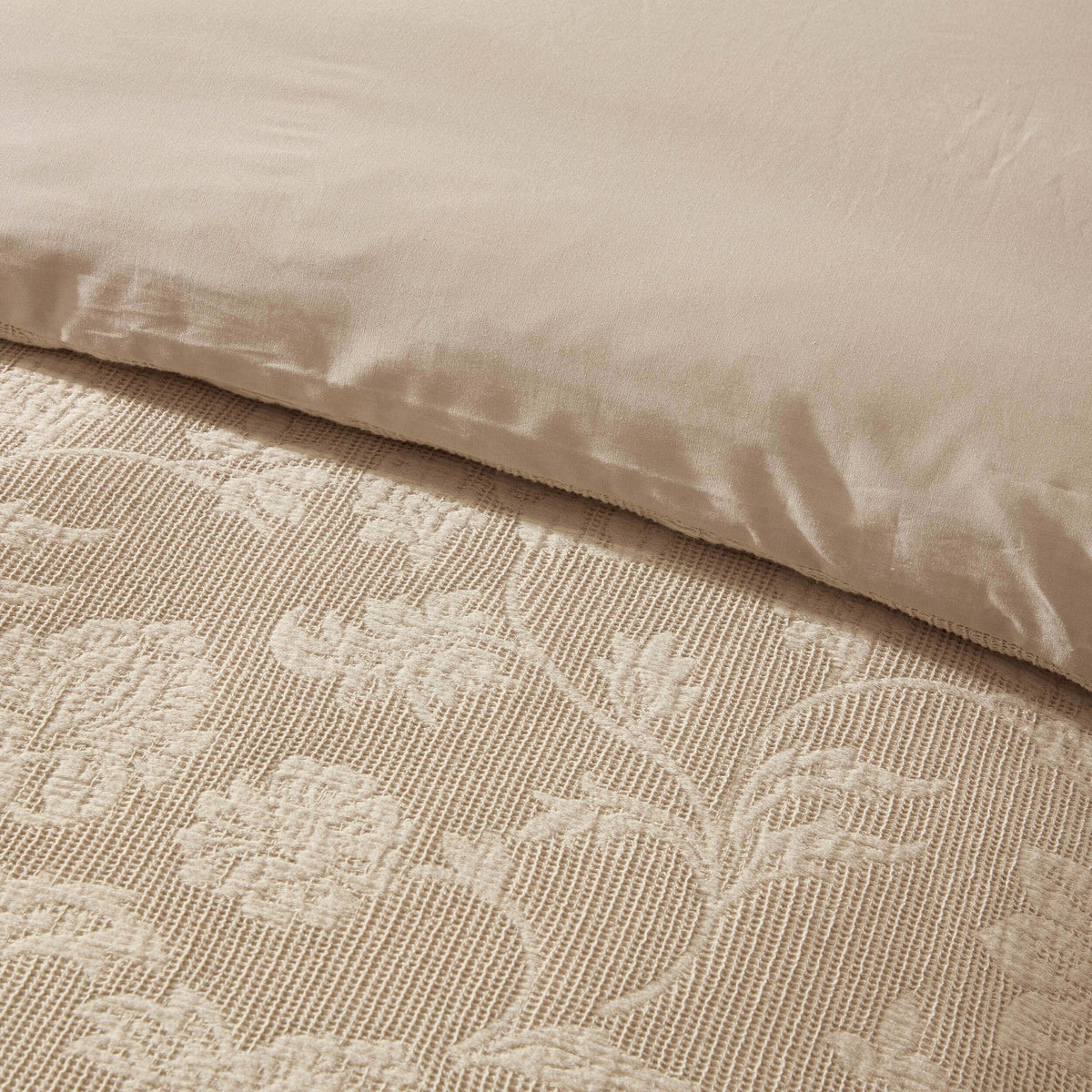 Portia Jacquard Waffle Duvet Cover & Pillowcase Set - Stone - DUSK
