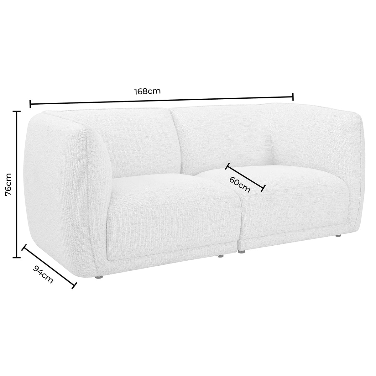 Porto 2 Seater Modular Sofa - Boucle Ivory - DUSK