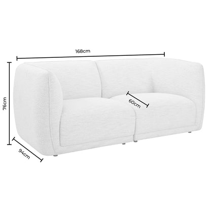 Porto 2 Seater Modular Sofa - Boucle Ivory - DUSK