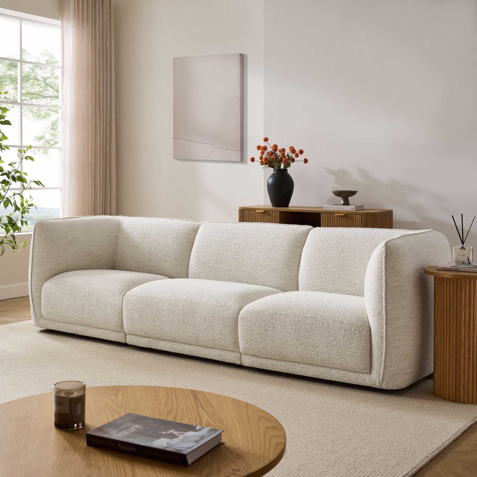 Porto 3 Seater Modular Sofa - Boucle Ivory - DUSK