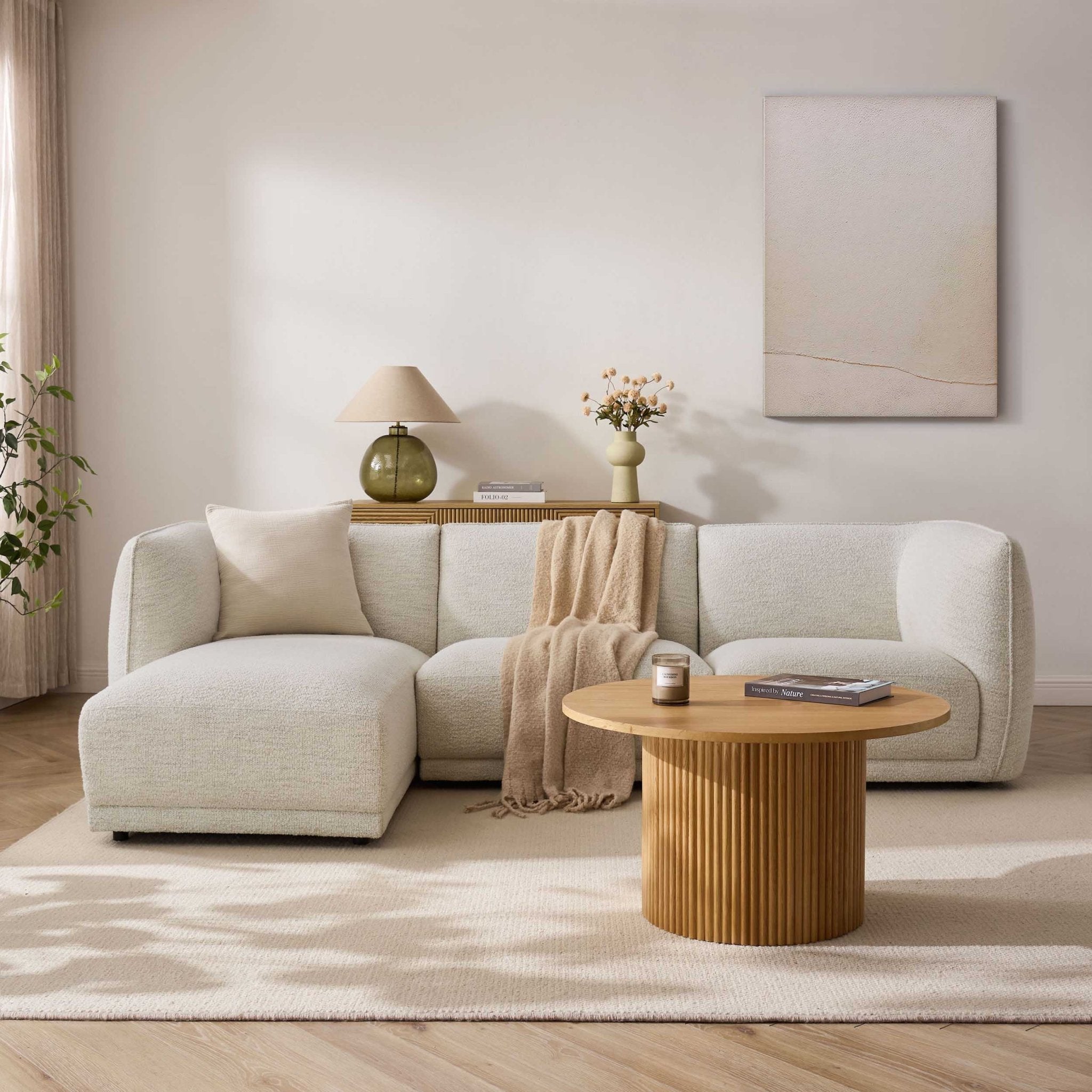 Porto Left Hand Modular Chaise - Boucle Ivory - DUSK