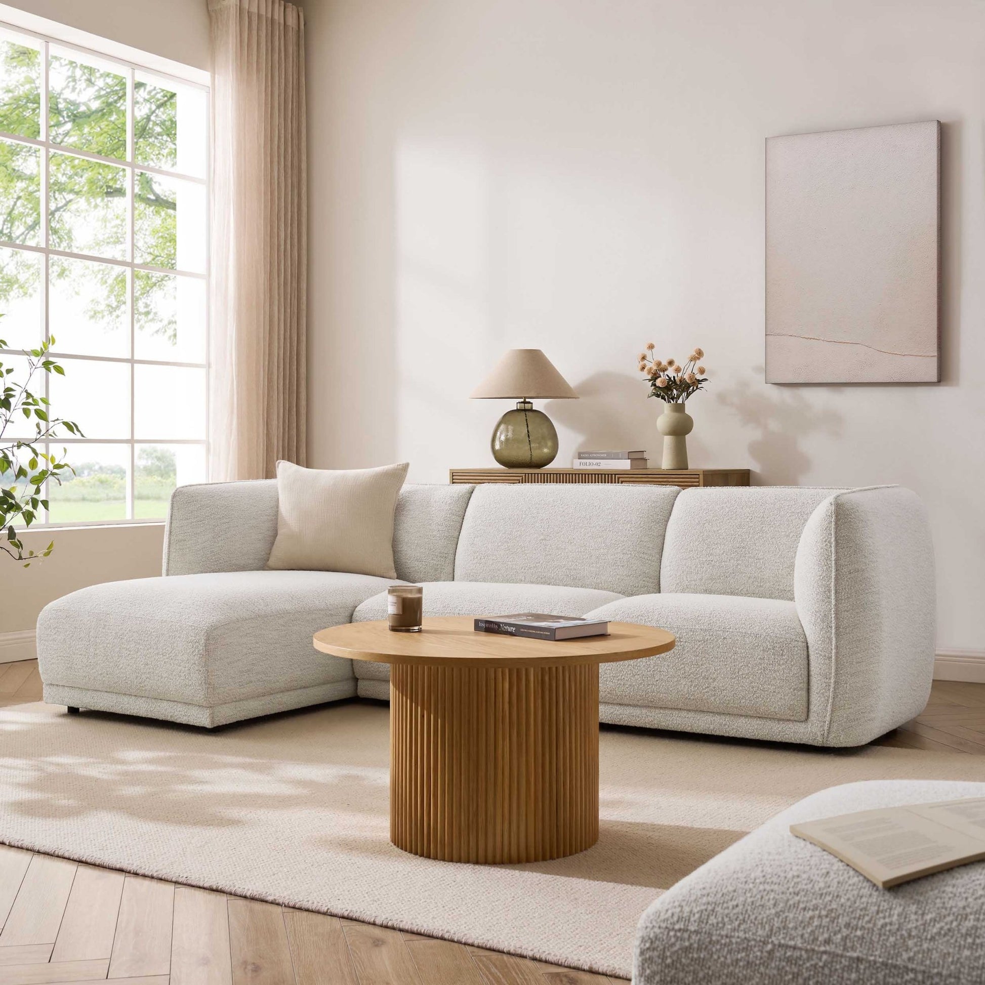 Porto Left Hand Modular Chaise - Boucle Ivory - DUSK