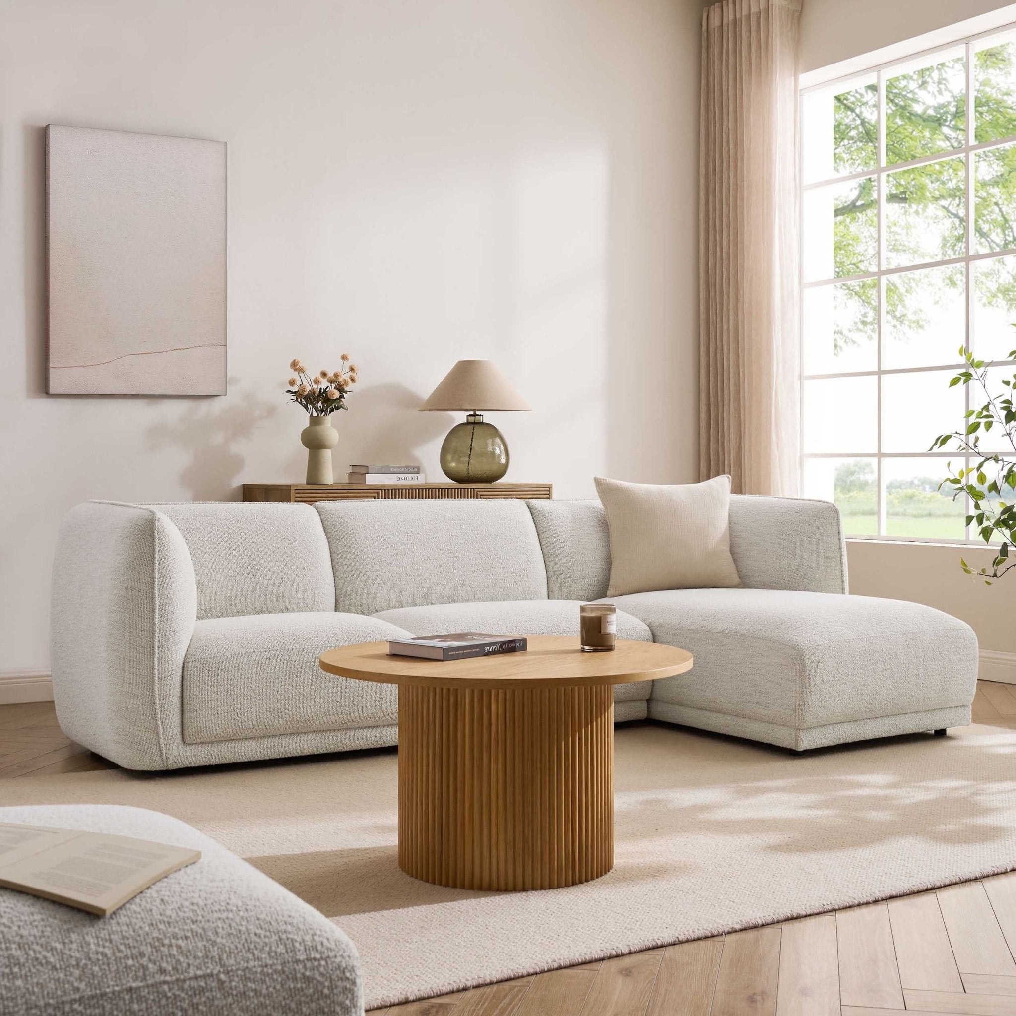 Porto Right Hand Modular Chaise - Boucle Ivory - DUSK