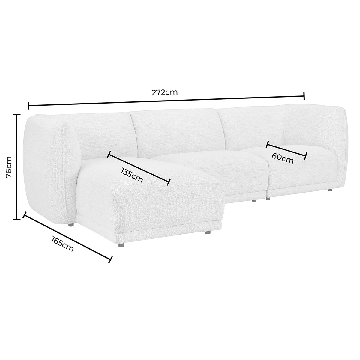 Porto Right Hand Modular Chaise - Boucle Ivory - DUSK