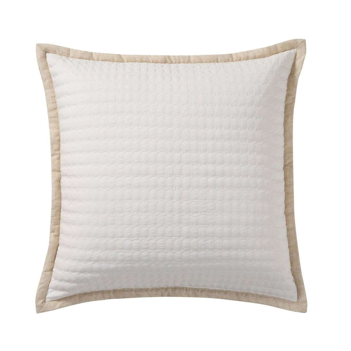 Portobello Floral Embroidered Linen Edge Cushion Cover - White/Natural - DUSK