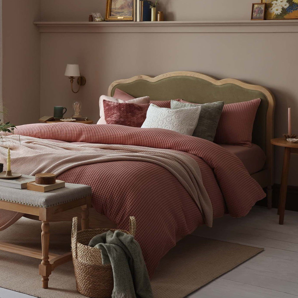 Portofino 200 Thread Count Waffle Duvet Cover - Cotton - Blush - DUSK