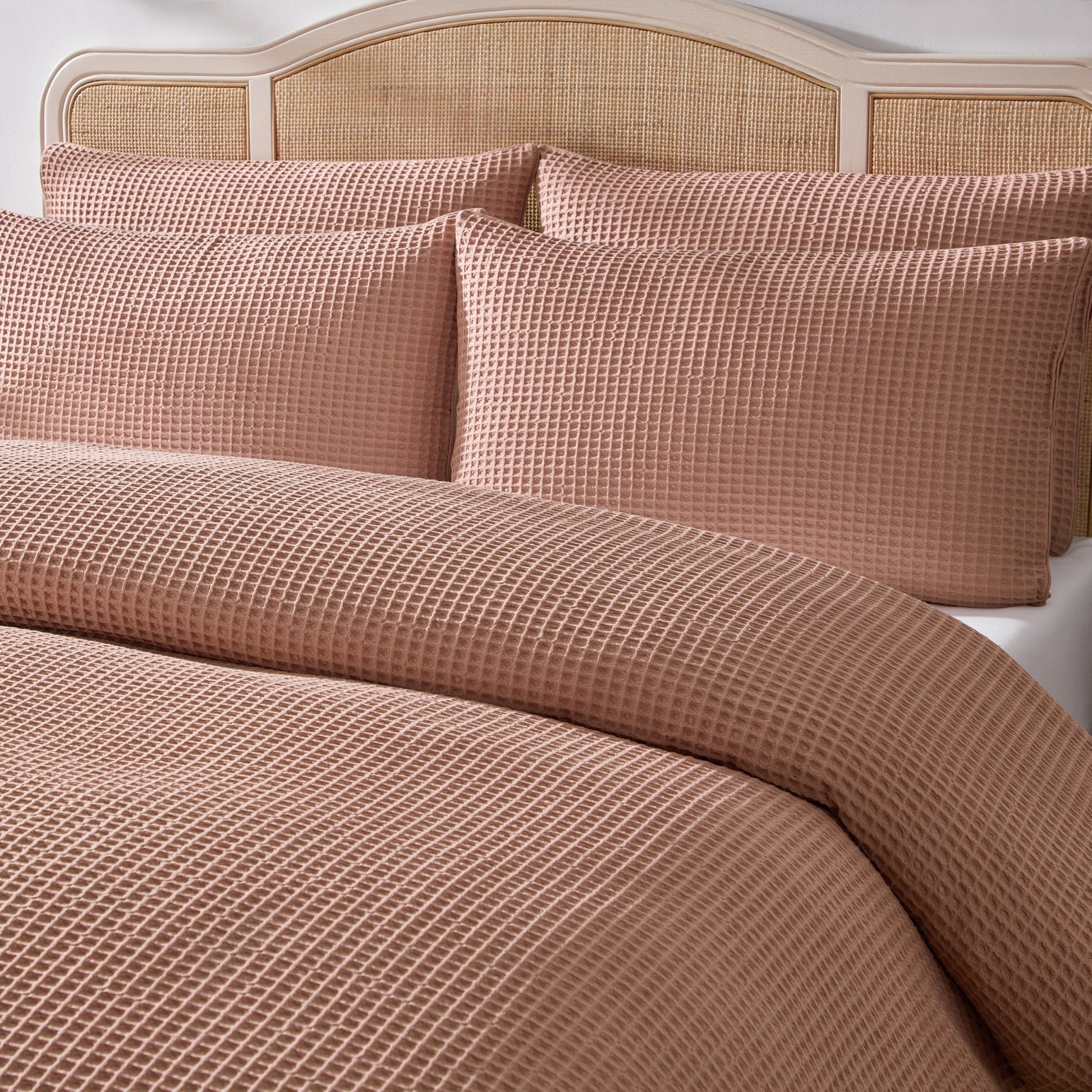 Portofino 200 Thread Count Waffle Duvet Cover - Cotton - Blush - DUSK